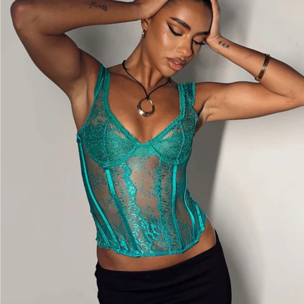 SOME LIKE IT HOT LACE CORSET TEAL